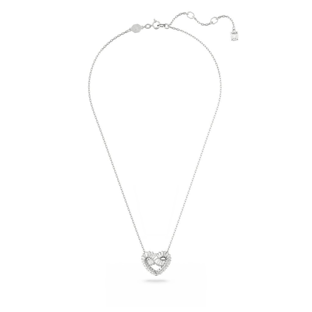 Swarovski Matrix Mixed Cut Heart Crystal Pendant Necklace Rhodium Plated — view 2