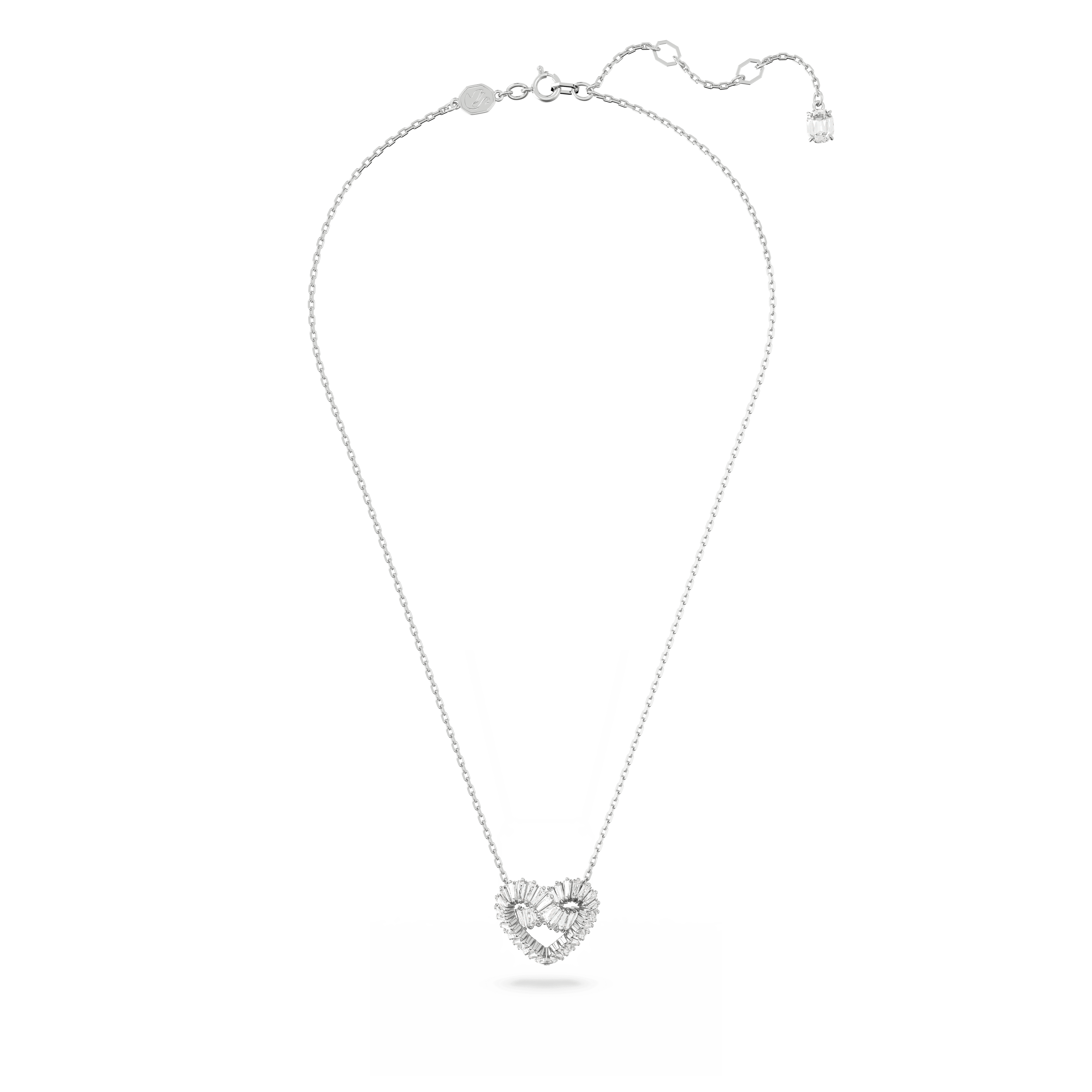 Swarovski Matrix Mixed Cut Heart Crystal Pendant Necklace Rhodium Plated — view 2