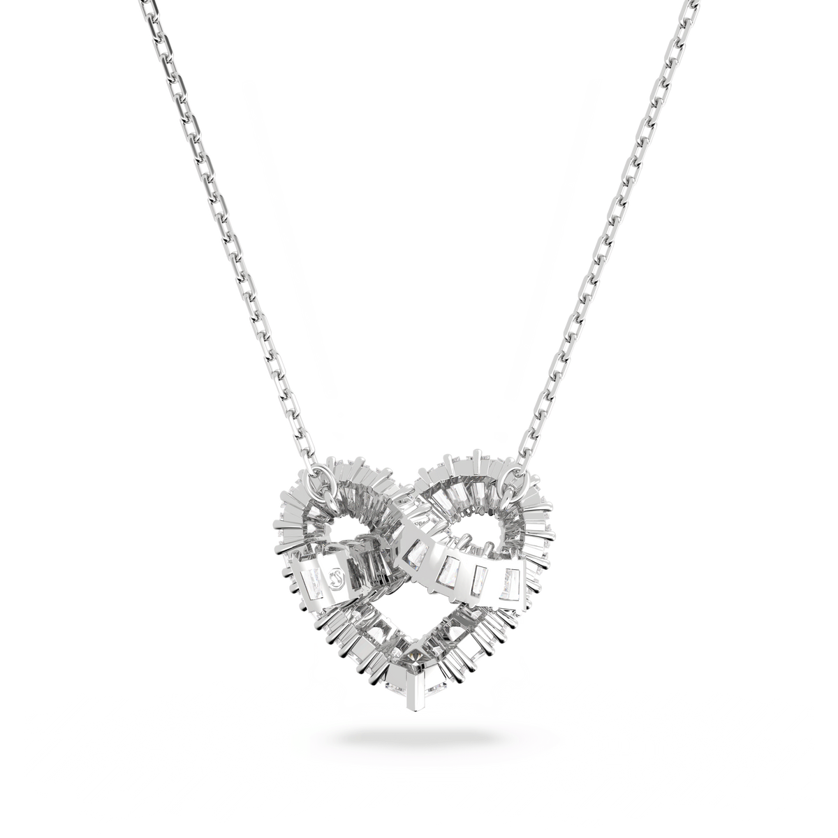 Swarovski Matrix Mixed Cut Heart Crystal Pendant Necklace Rhodium Plated — view 4