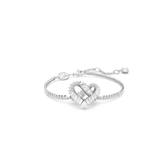 Swarovski Matrix: Mixed Cut Heart Bracelet Rhodium Plated **