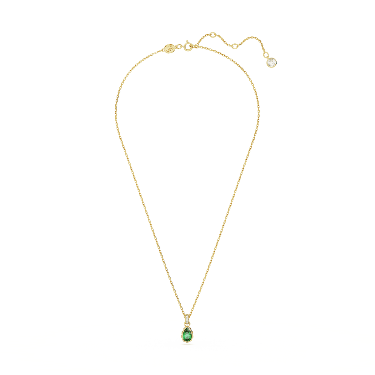 Swarovski Stilla Green Pear Cut Crystal Pendant Necklace Gold Plated — view 2
