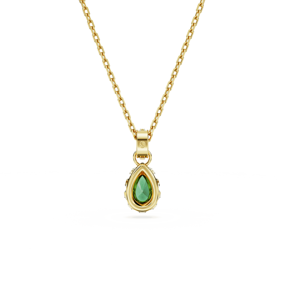 Swarovski Stilla Green Pear Cut Crystal Pendant Necklace Gold Plated — view 4