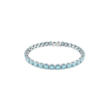 Swarovski Matrix: Blue Tennis Bracelet Rhodium Plated