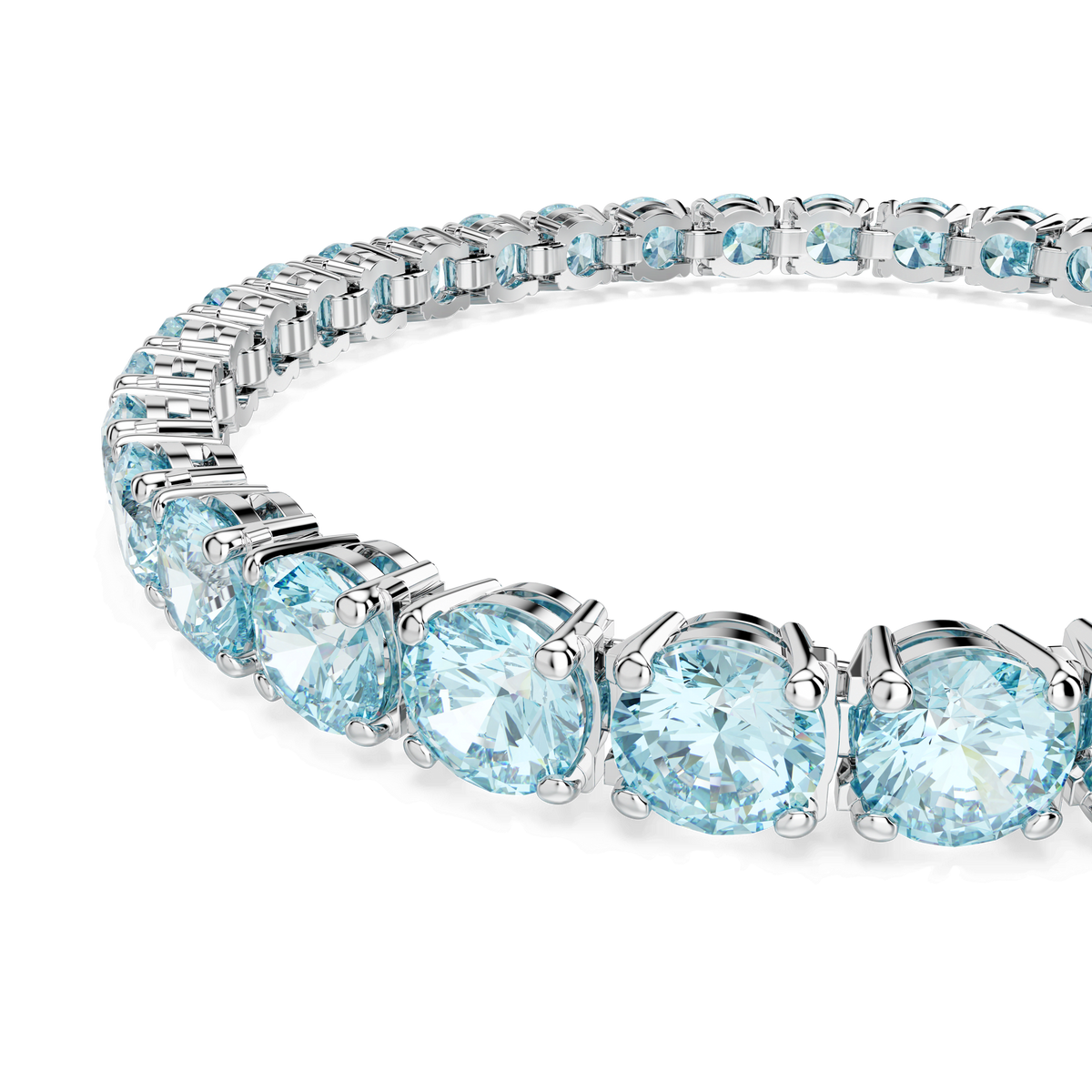 Swarovski Matrix: Blue Tennis Bracelet Rhodium Plated — view 2
