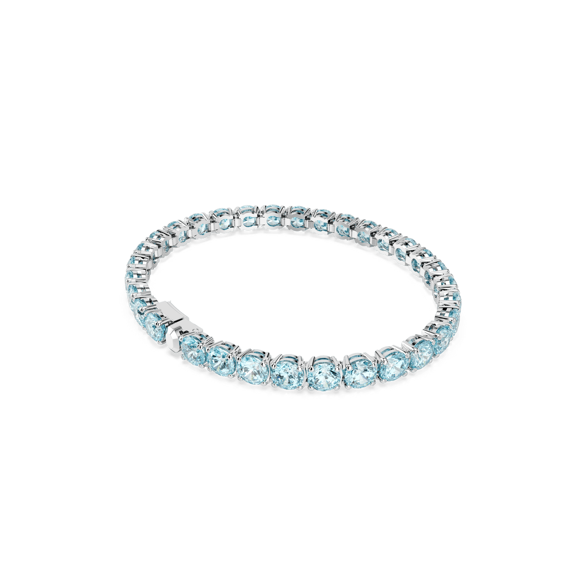 Swarovski Matrix: Blue Tennis Bracelet Rhodium Plated — view 4