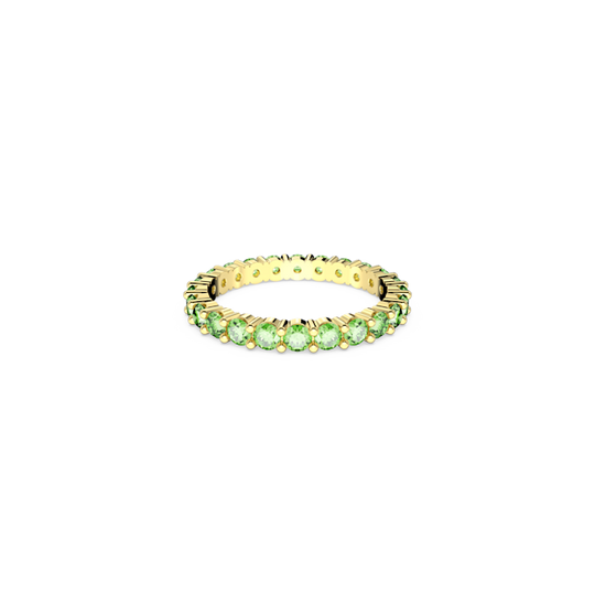 Swarovski Matrix Round Cut Green Ring in Gold Plated