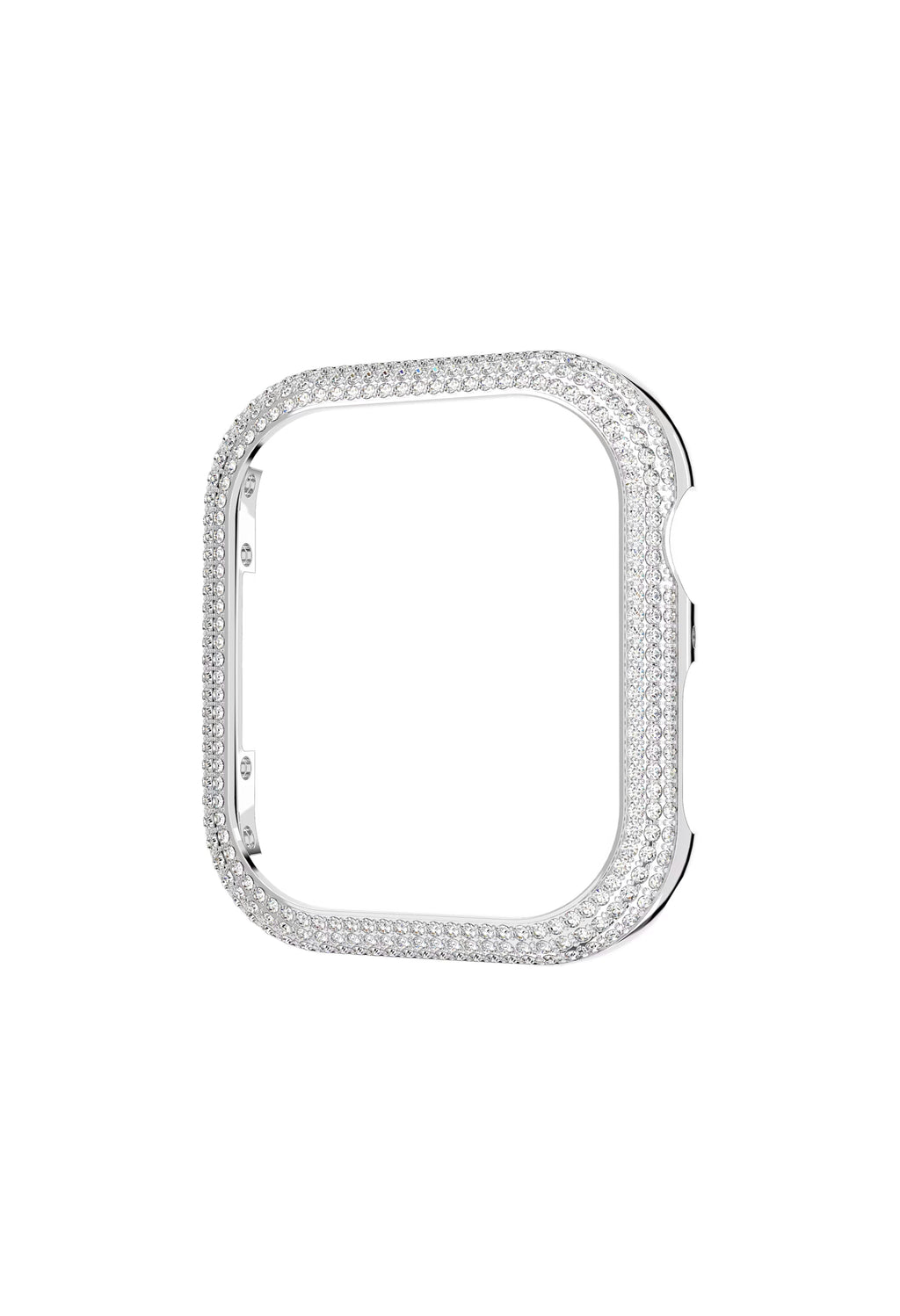 The Swarovski Sparkling 41mm rhodium-plated Apple Watch case, a silver metal jewelry case from Swarovski, at OD’s Jewellers in St Helens