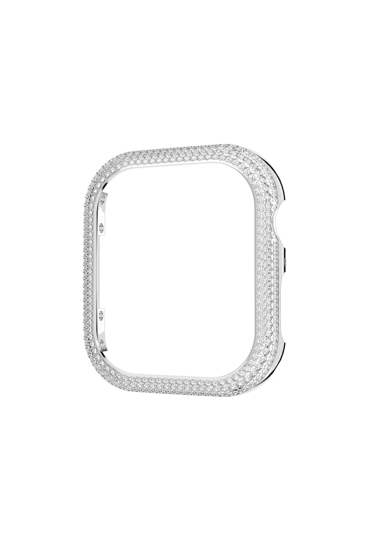 The Swarovski Sparkling 41mm rhodium-plated Apple Watch case, a silver metal jewelry case from Swarovski, at OD’s Jewellers in St Helens