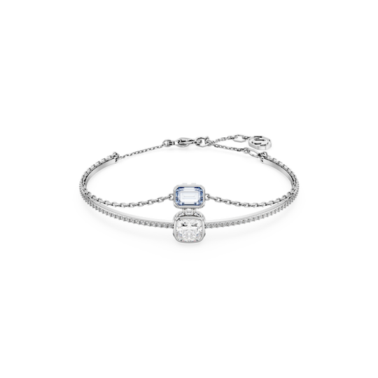Swarovski Stilla Mixed Cuts Blue White Bangle Rhodium Plated **