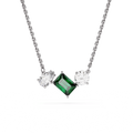 Swarovski Mesmera Mixed Cuts Green White Crystal Pendant Necklace Rhodium Plated