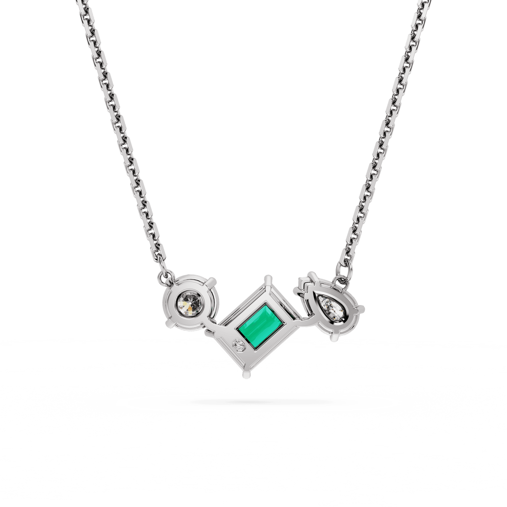 Swarovski Mesmera Mixed Cuts Green White Crystal Pendant Necklace Rhodium Plated — view 4