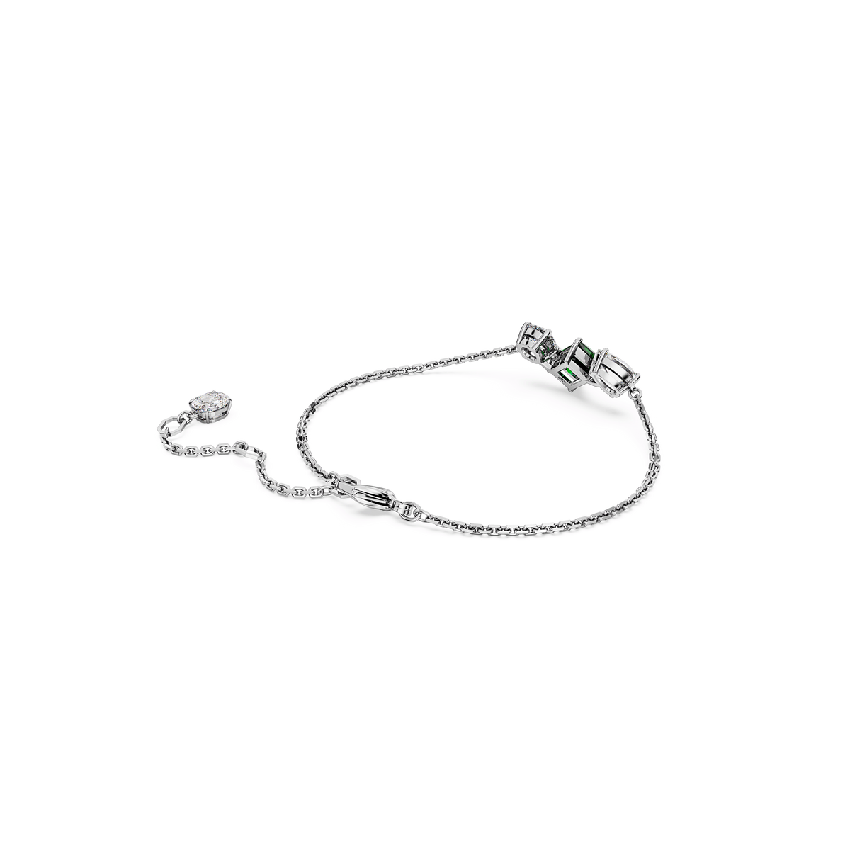 Swarovski Mesmera Mixed Cuts Green White Bracelet Rhodium Plated — view 4