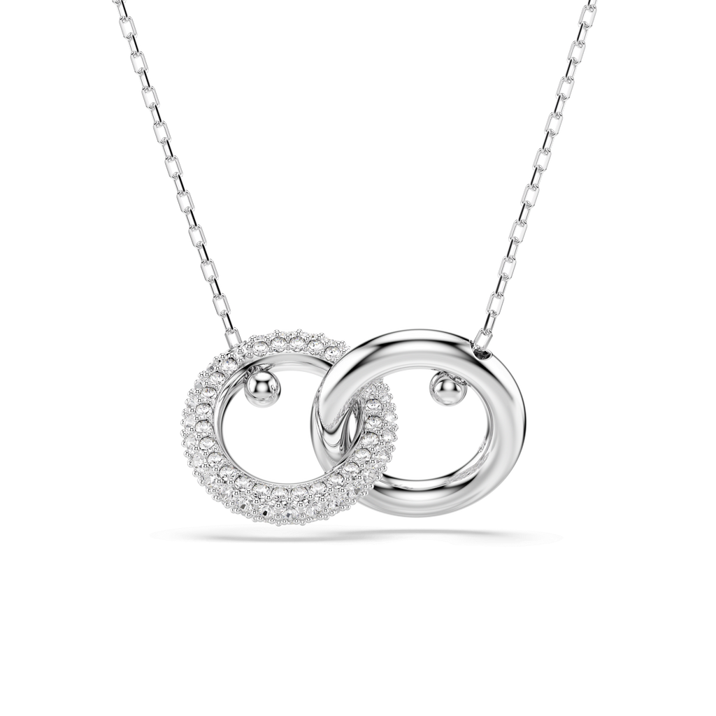 Swarovski Interlocking Loop Crystal Pendant Necklace Rhodium Plated