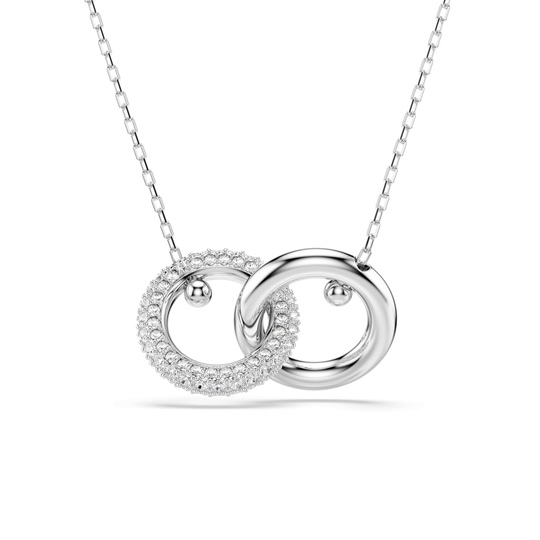 Swarovski Interlocking Loop Crystal Pendant Necklace Rhodium Plated