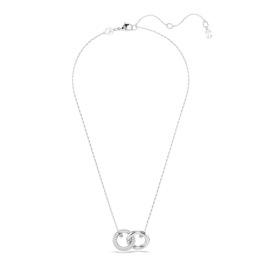 Swarovski Interlocking Loop Crystal Pendant Necklace Rhodium Plated — view 2