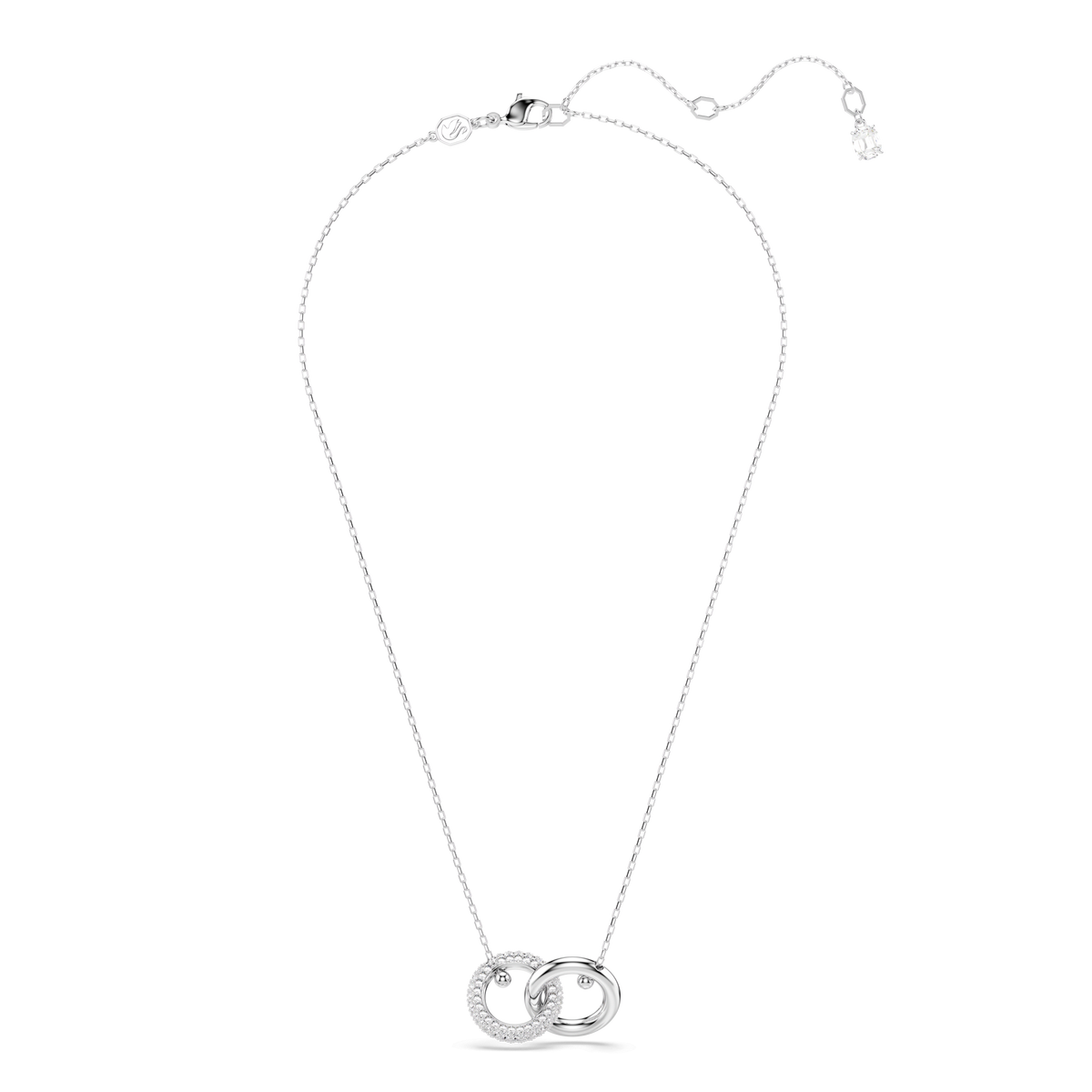Swarovski Interlocking Loop Crystal Pendant Necklace Rhodium Plated — view 2