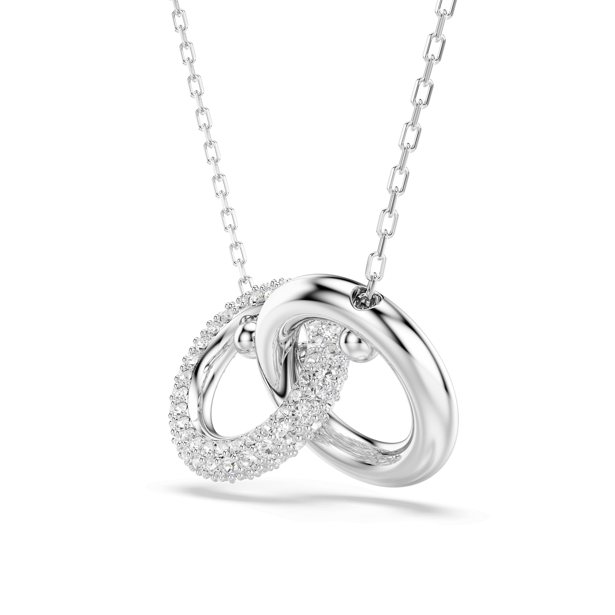 Swarovski Interlocking Loop Crystal Pendant Necklace Rhodium Plated — view 3