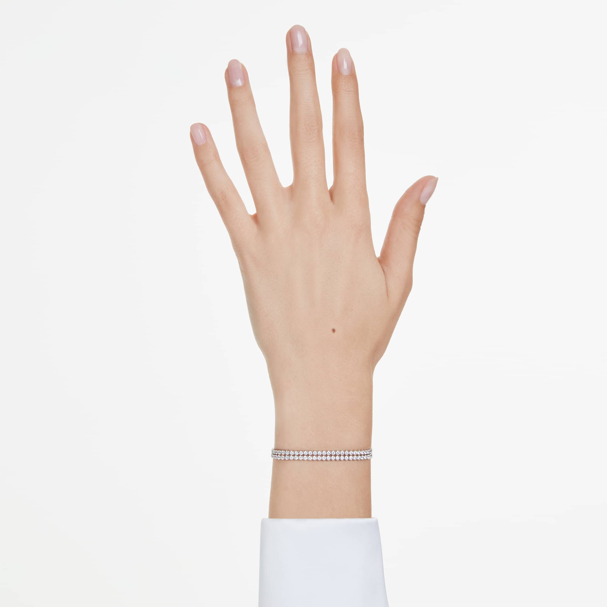 Swarovski Matrix Double Row Tennis Bracelet Rhodium Plated — view 3