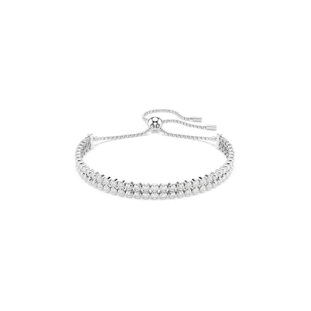 Swarovski Matrix Double Row Tennis Bracelet Rhodium Plated — view 2