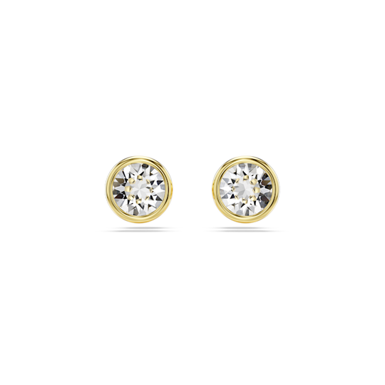 Swarovski Imber Round Cut Bezel Set Stud Earrings Gold Plated