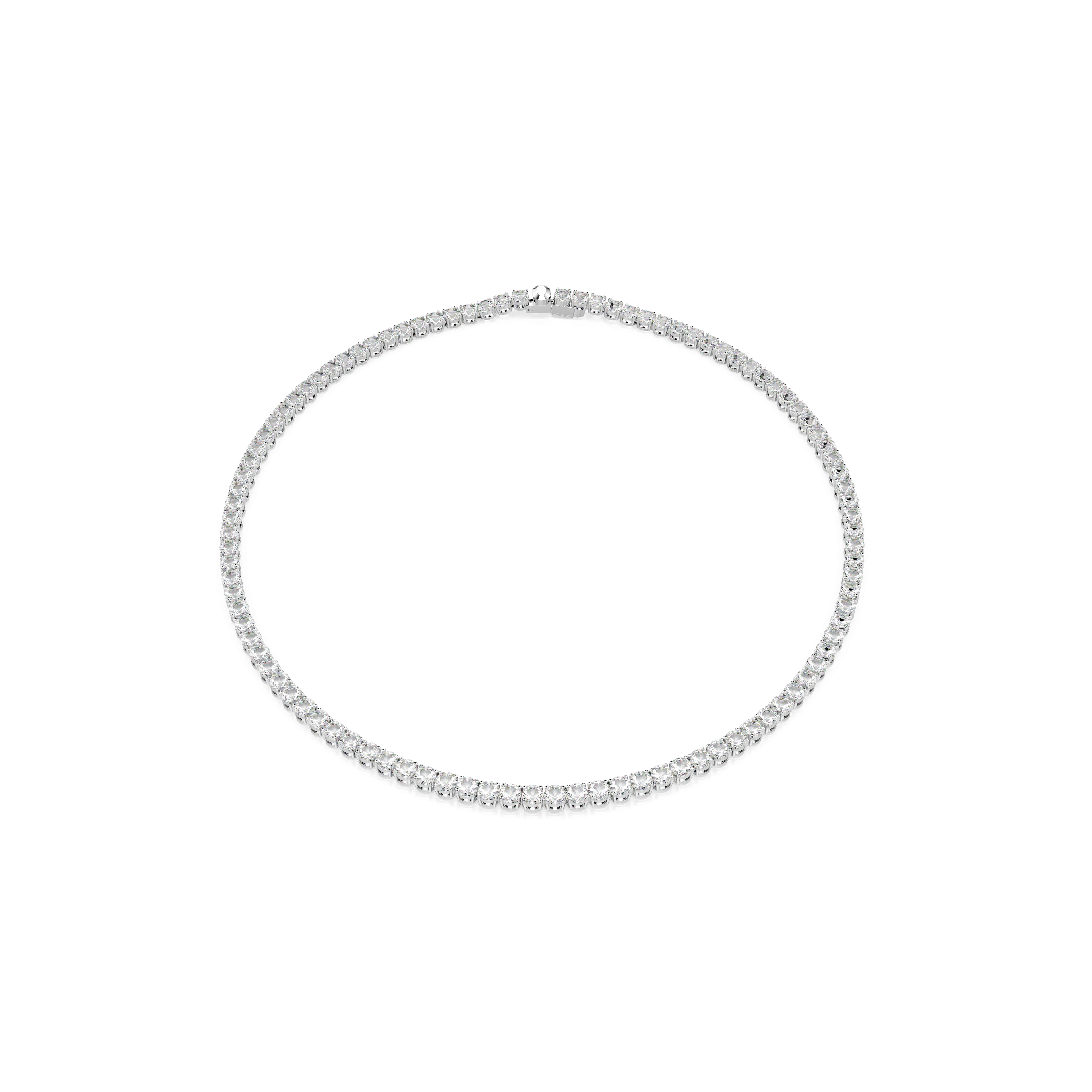 Swarovski Matrix Round Cut Crystal Tennis Necklace Rhodium Plated