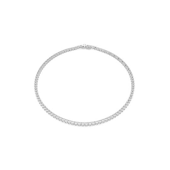 Swarovski Matrix Round Cut Crystal Tennis Necklace Rhodium Plated