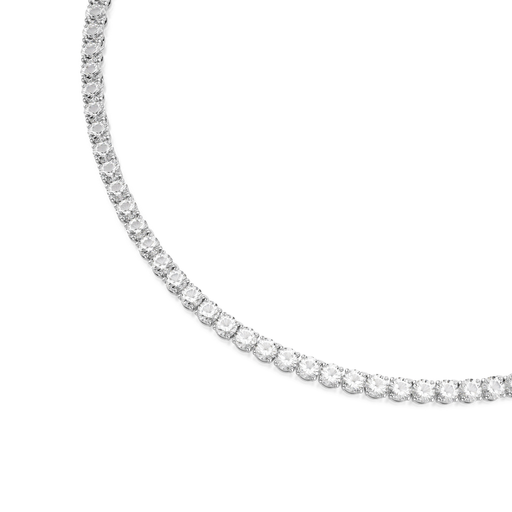 Swarovski Matrix Round Cut Crystal Tennis Necklace Rhodium Plated — view 2