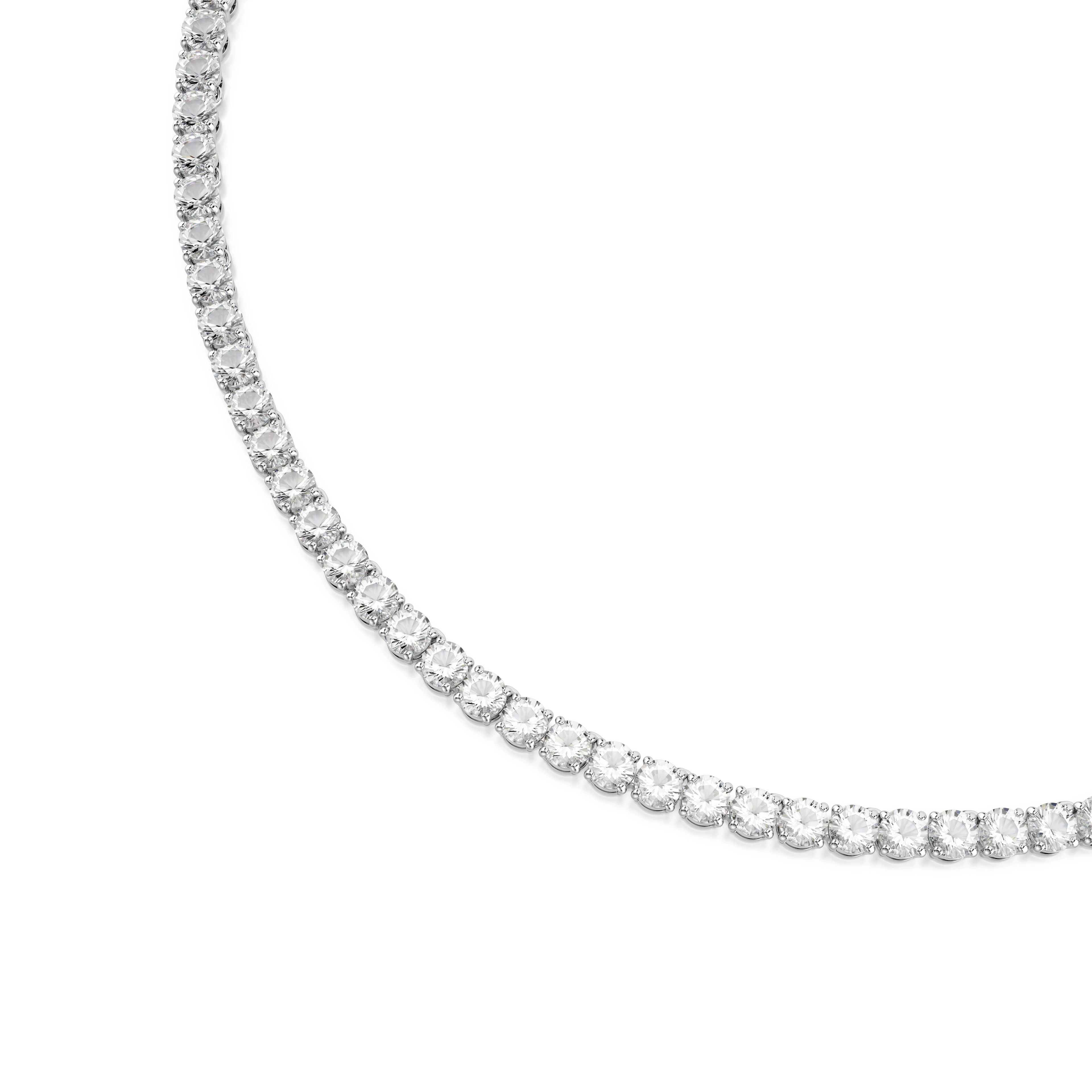 Swarovski Matrix Round Cut Crystal Tennis Necklace Rhodium Plated — view 2