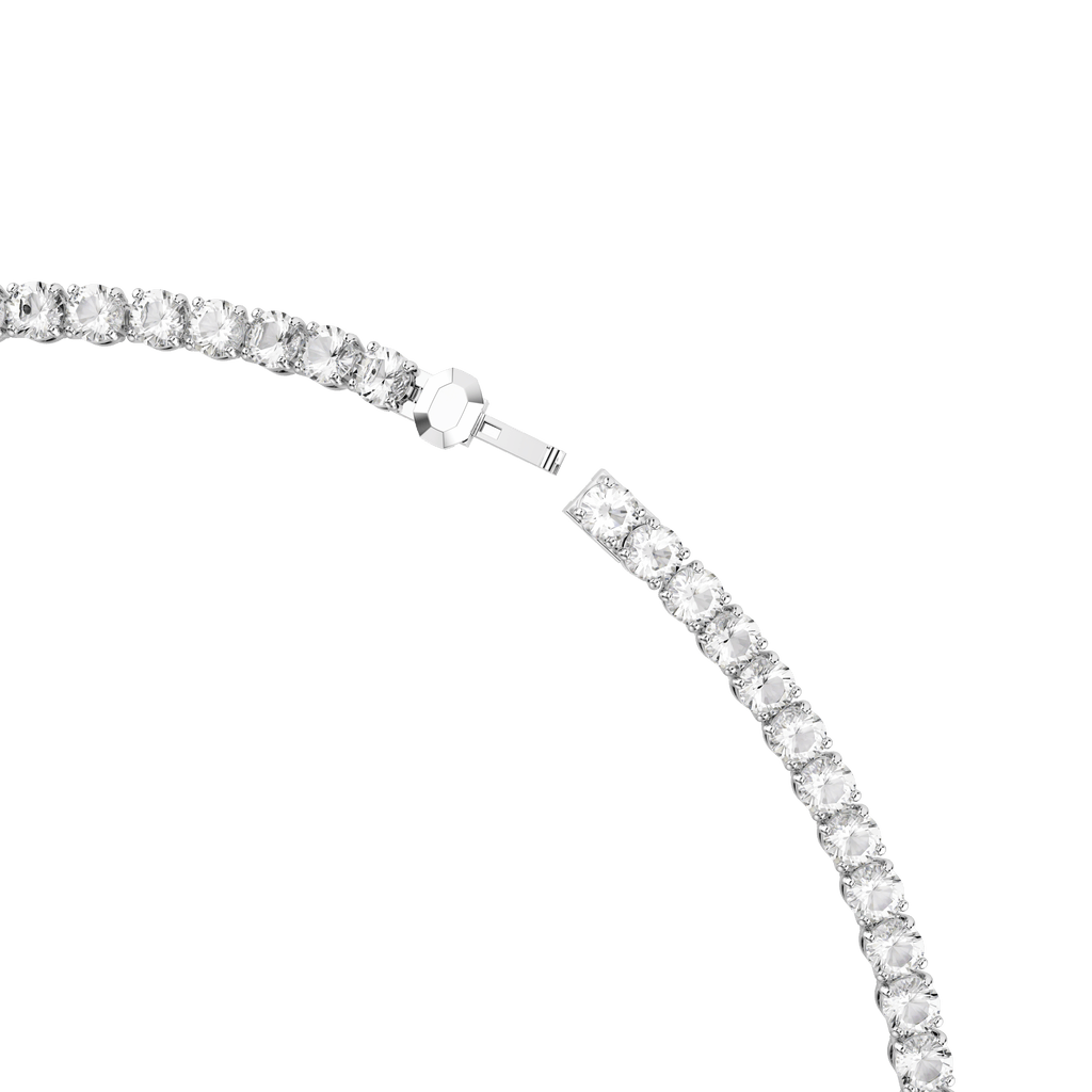 Swarovski Matrix Round Cut Crystal Tennis Necklace Rhodium Plated — view 3