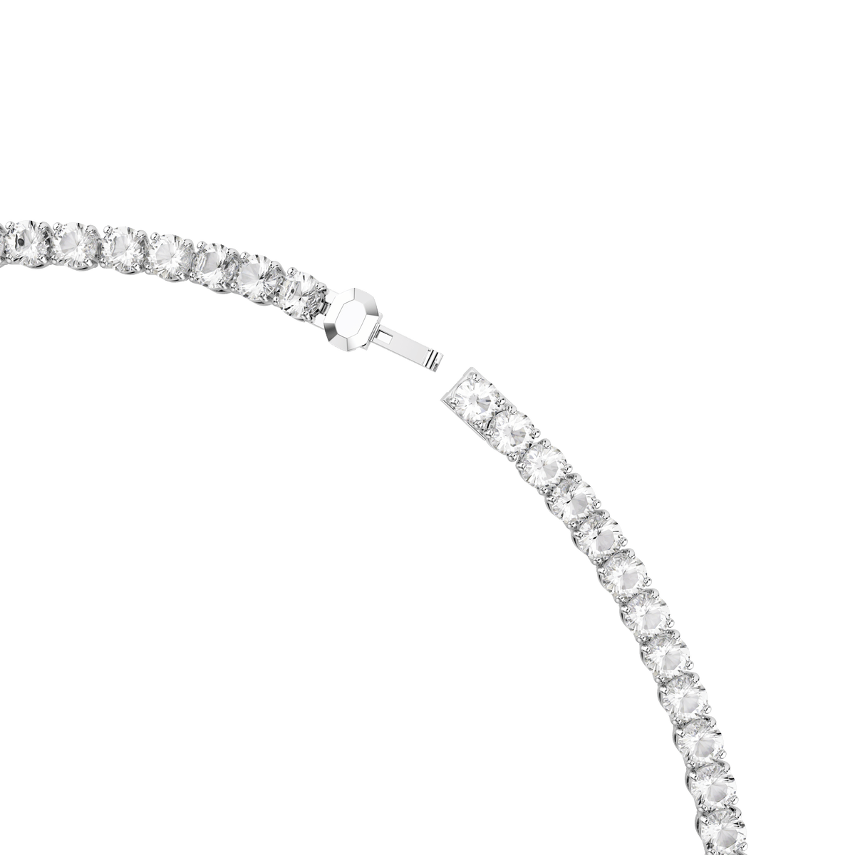 Swarovski Matrix Round Cut Crystal Tennis Necklace Rhodium Plated — view 3