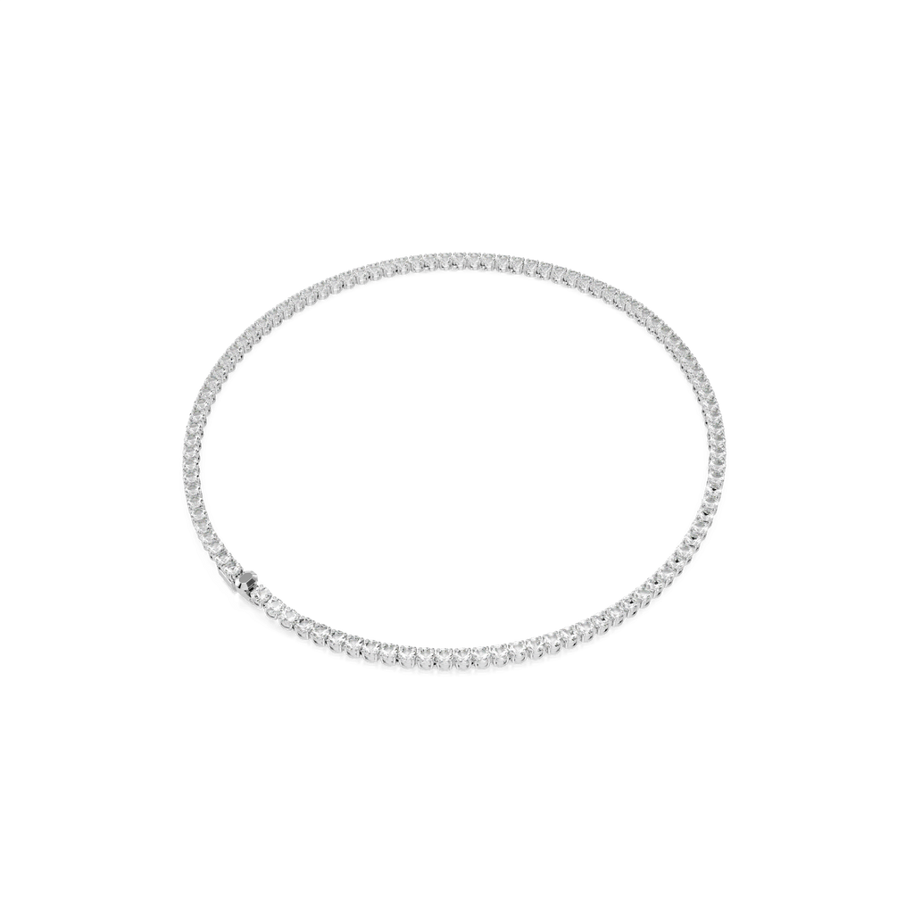 Swarovski Matrix Round Cut Crystal Tennis Necklace Rhodium Plated — view 4