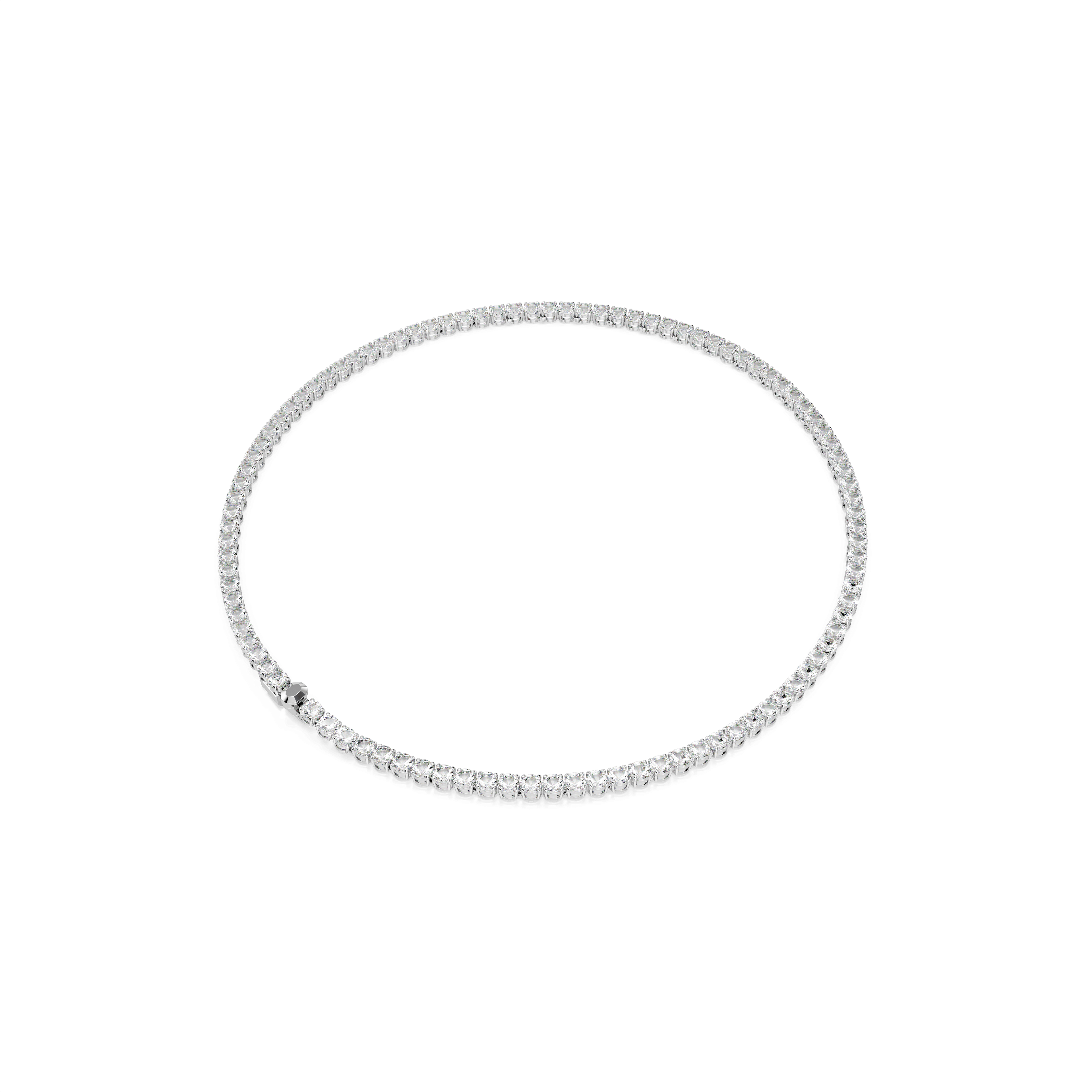 Swarovski Matrix Round Cut Crystal Tennis Necklace Rhodium Plated — view 4