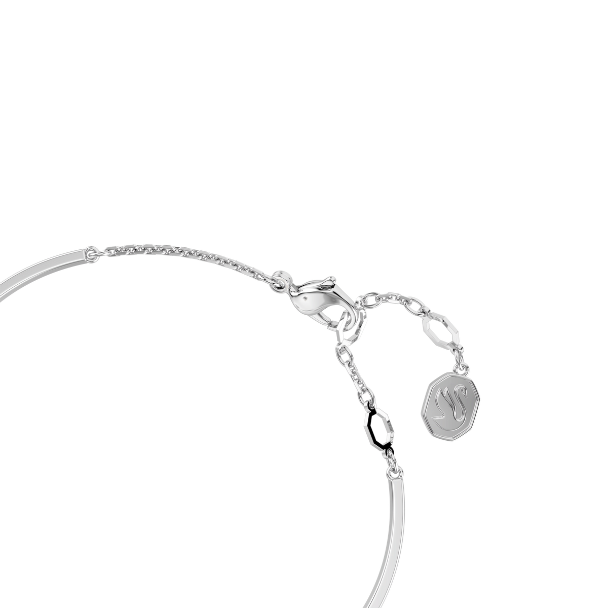 Swarovski Hyperbola Pearl & Crystal Heart Drop Bangle Rhodium Plated * — view 3