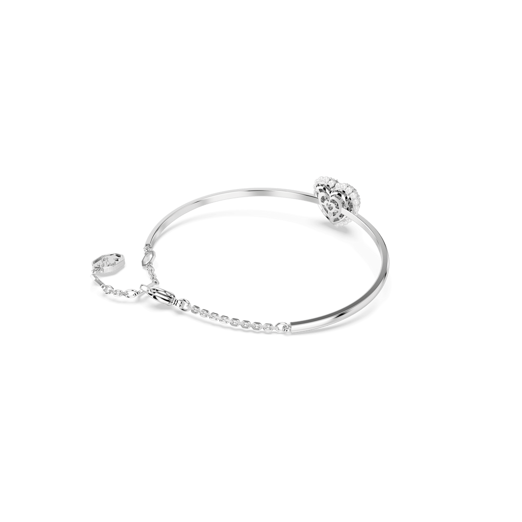 Swarovski Hyperbola Pearl & Crystal Heart Drop Bangle Rhodium Plated * — view 4