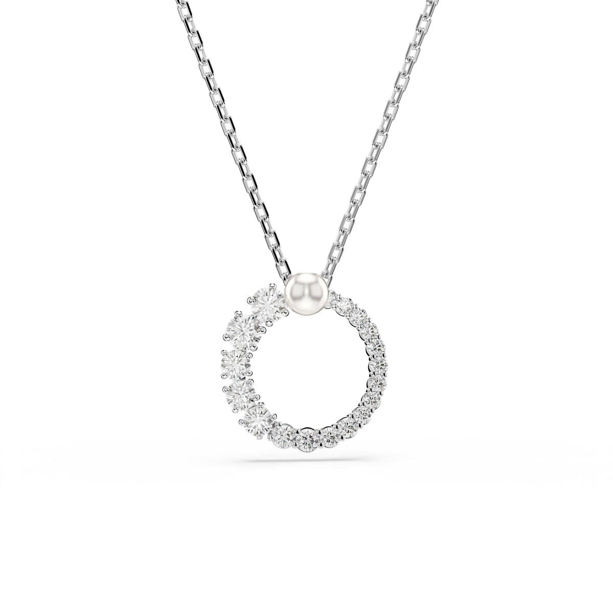 Swarovski Matrix Pendant, Crystal Pearl Circle, Rhodium plated