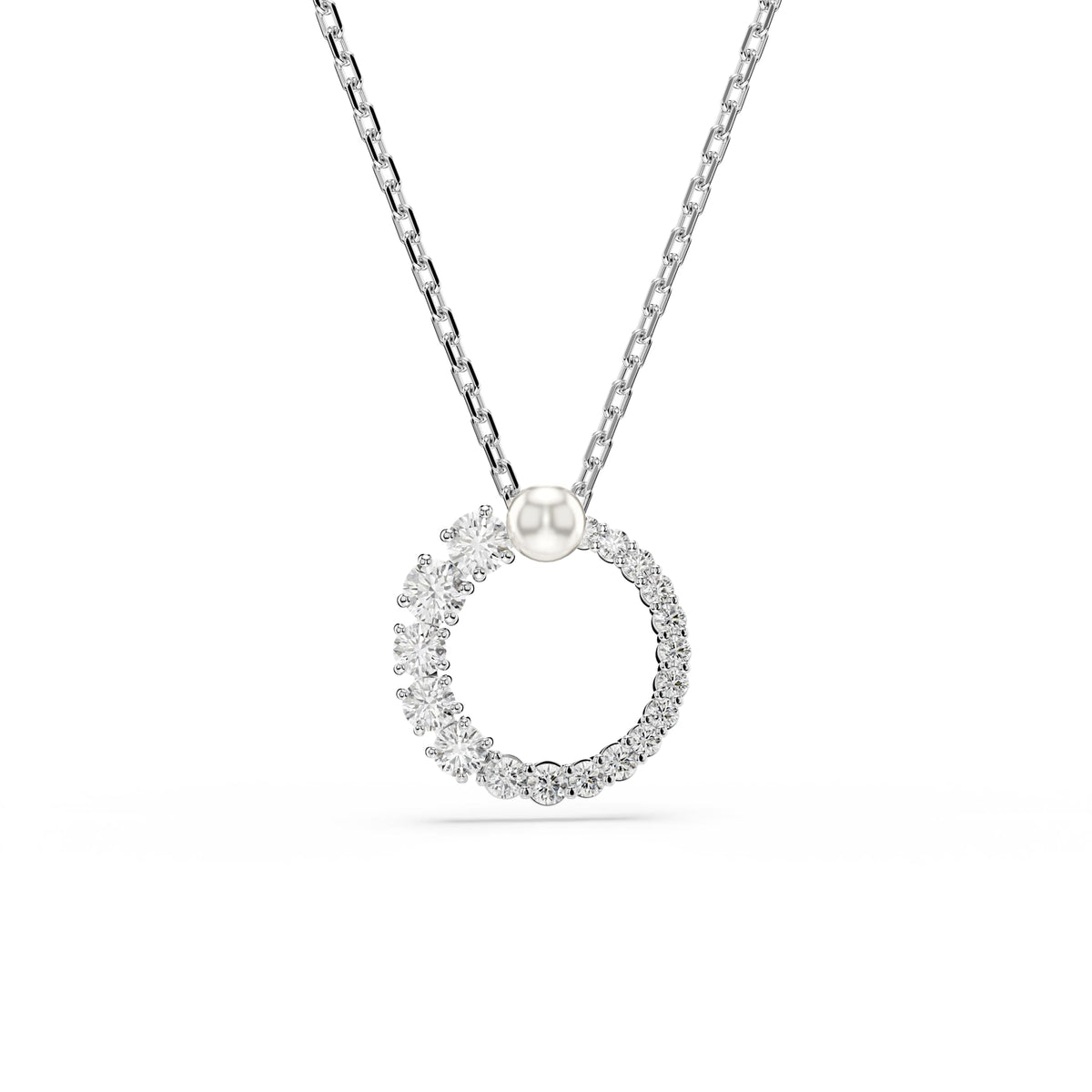 Swarovski Matrix Pendant, Crystal Pearl Circle, Rhodium plated — view 2