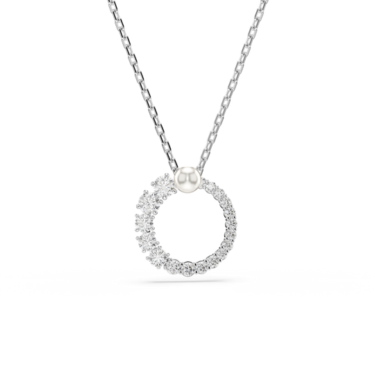 Swarovski Matrix Pendant, Crystal Pearl Circle, Rhodium plated