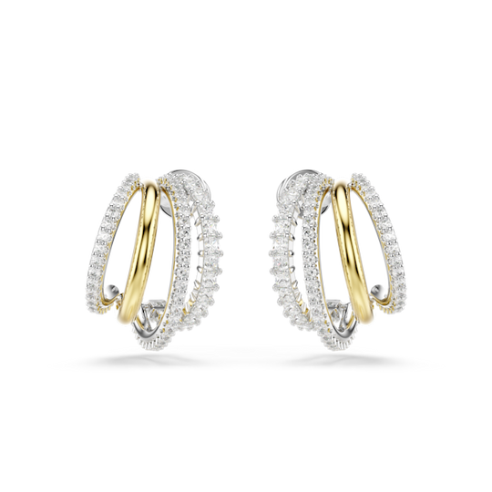 Swarovski Hyperbola Half Hoop Earrings, Mixed Cuts, Mixed Metals