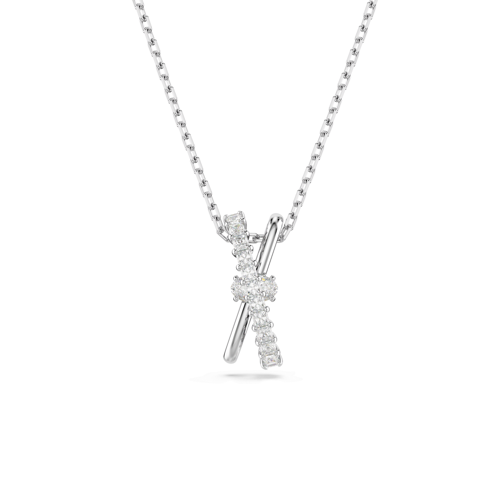 Swarovski Hyperbola pendant, Mixed cuts, Twist, Rhodium plated