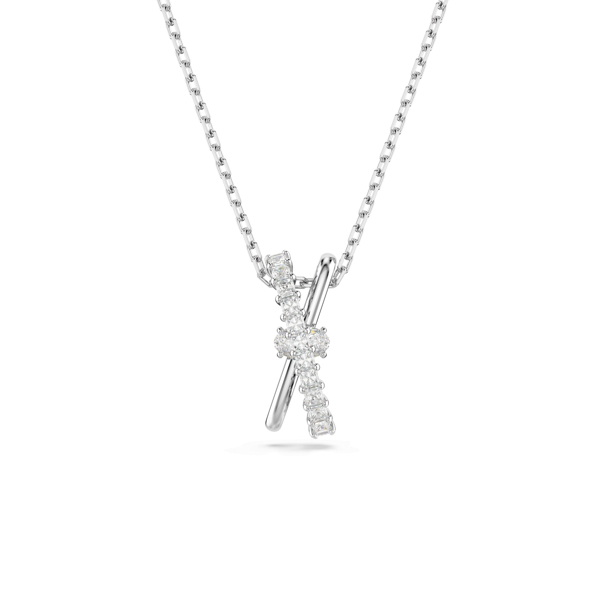 Swarovski Hyperbola pendant, Mixed cuts, Twist, Rhodium plated