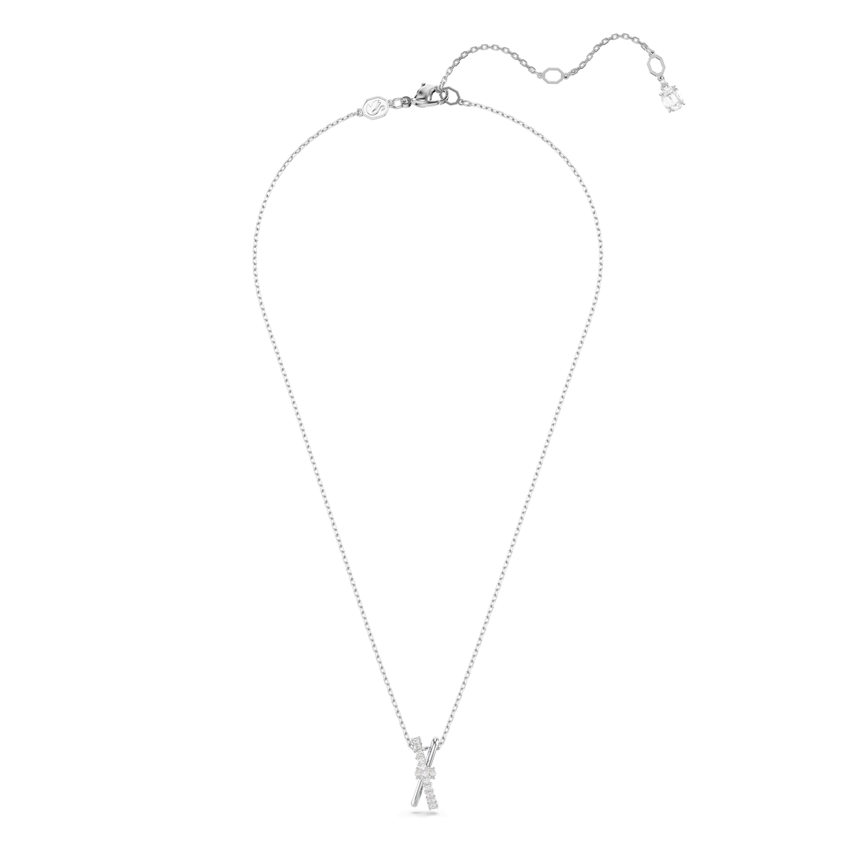 Swarovski Hyperbola pendant, Mixed cuts, Twist, Rhodium plated — view 2