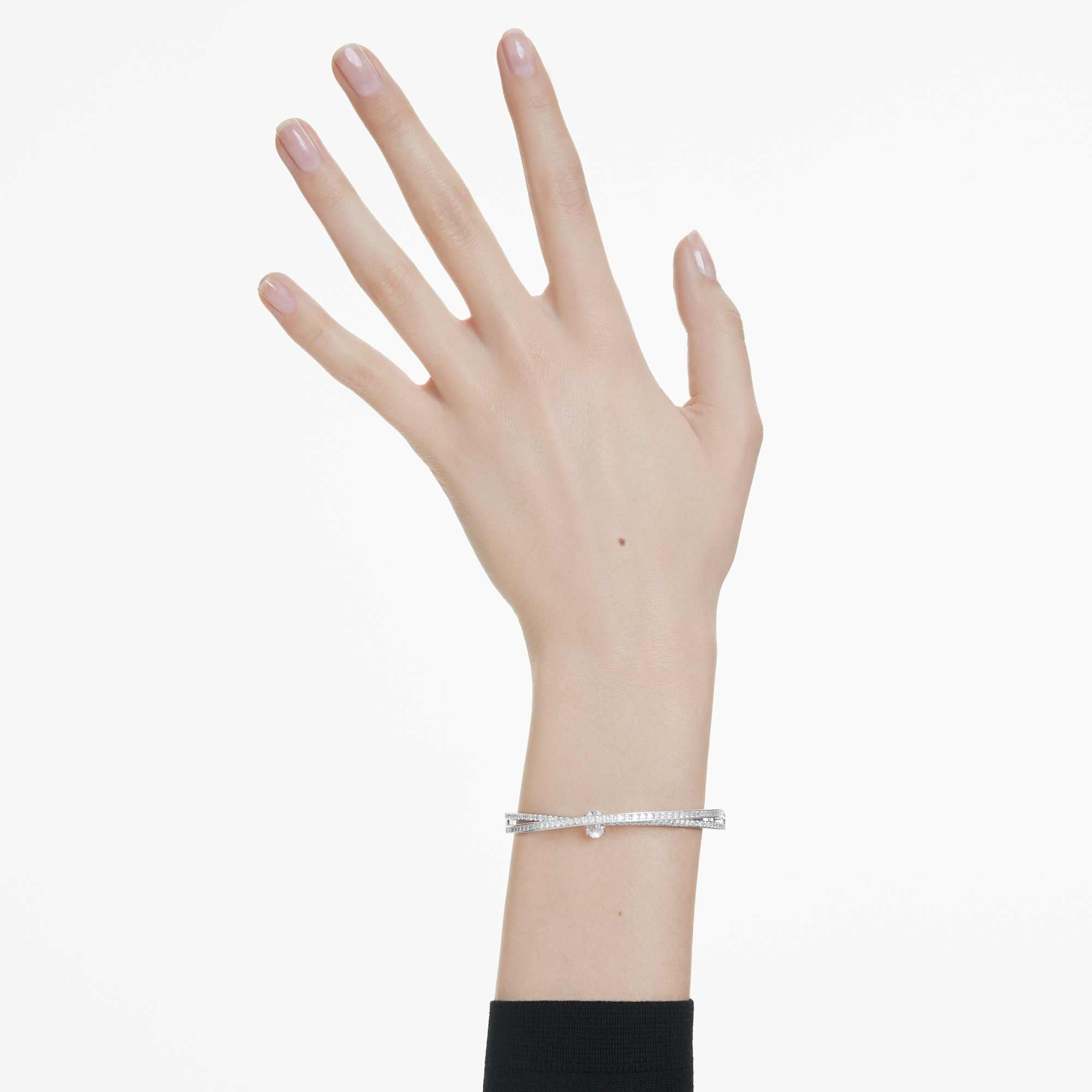 Swarovski Hyperbola Bangle, Mixed Cuts Crossover Bangle Rhodium Plated — view 2