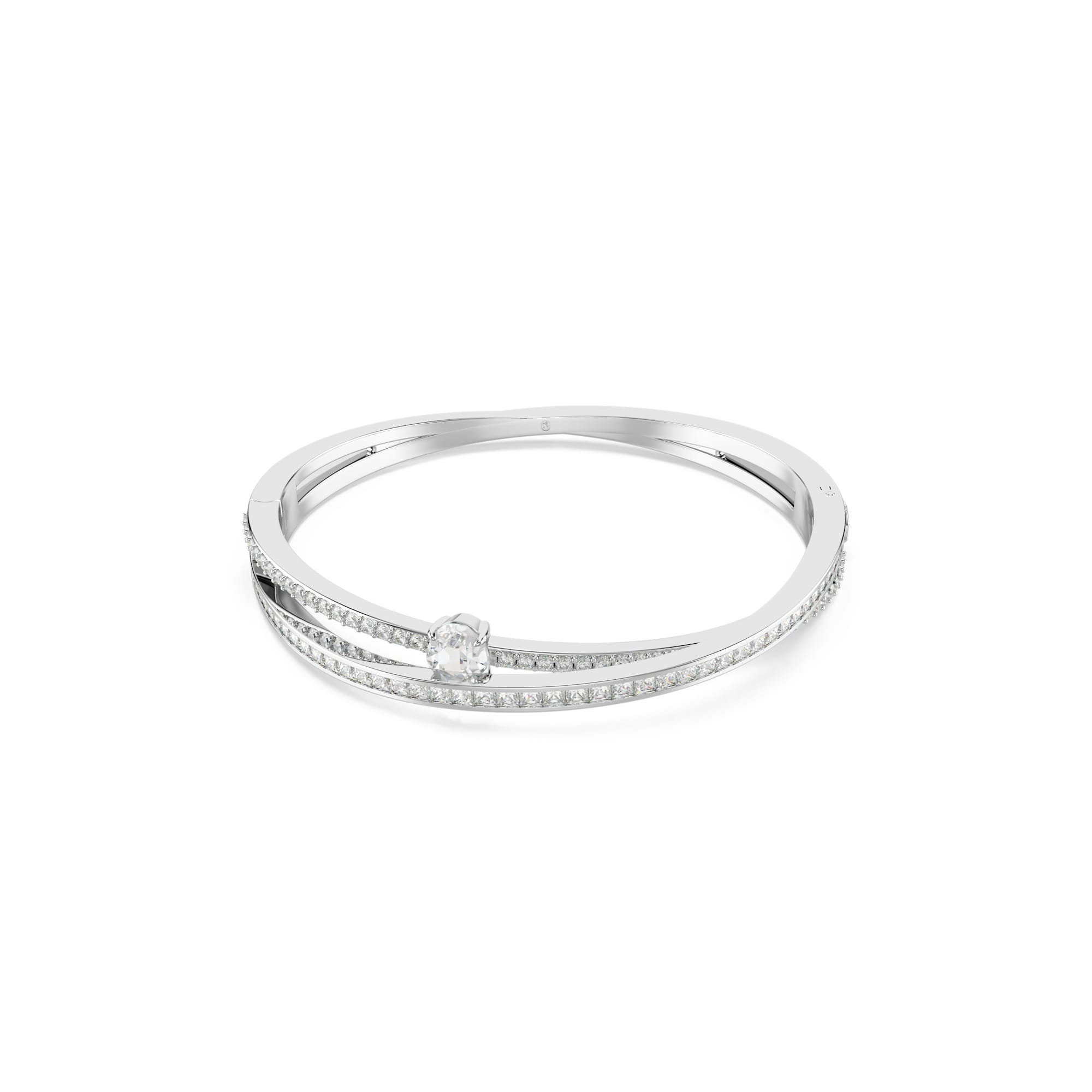 Swarovski Hyperbola Bangle, Mixed Cuts Crossover Bangle Rhodium Plated