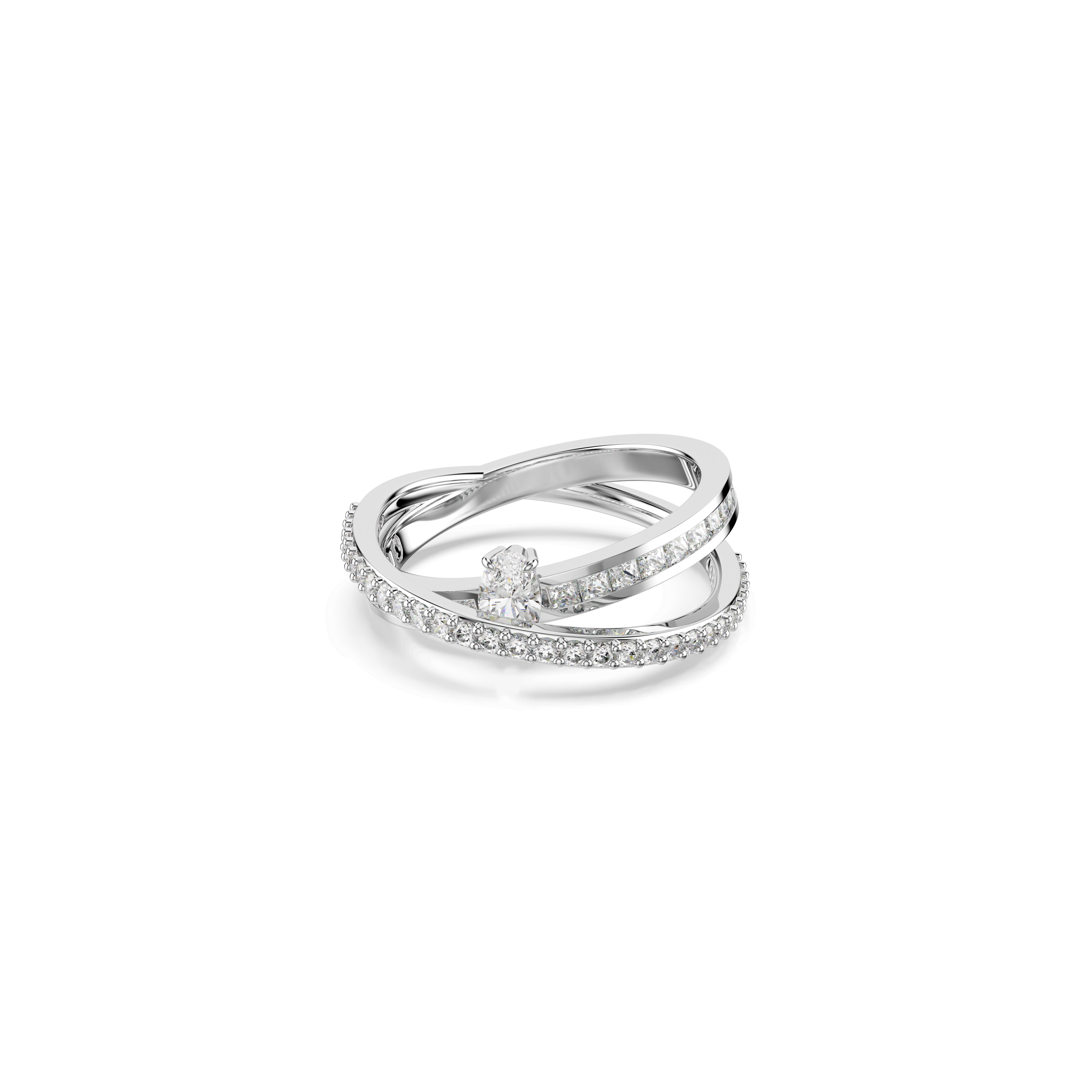 Swarovski Hyperbola Mixed Cuts Ring Rhodium Plated