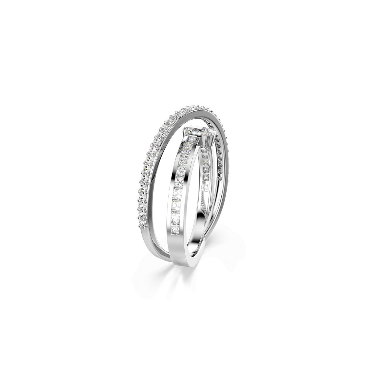 Swarovski Hyperbola Mixed Cuts Ring Rhodium Plated — view 2