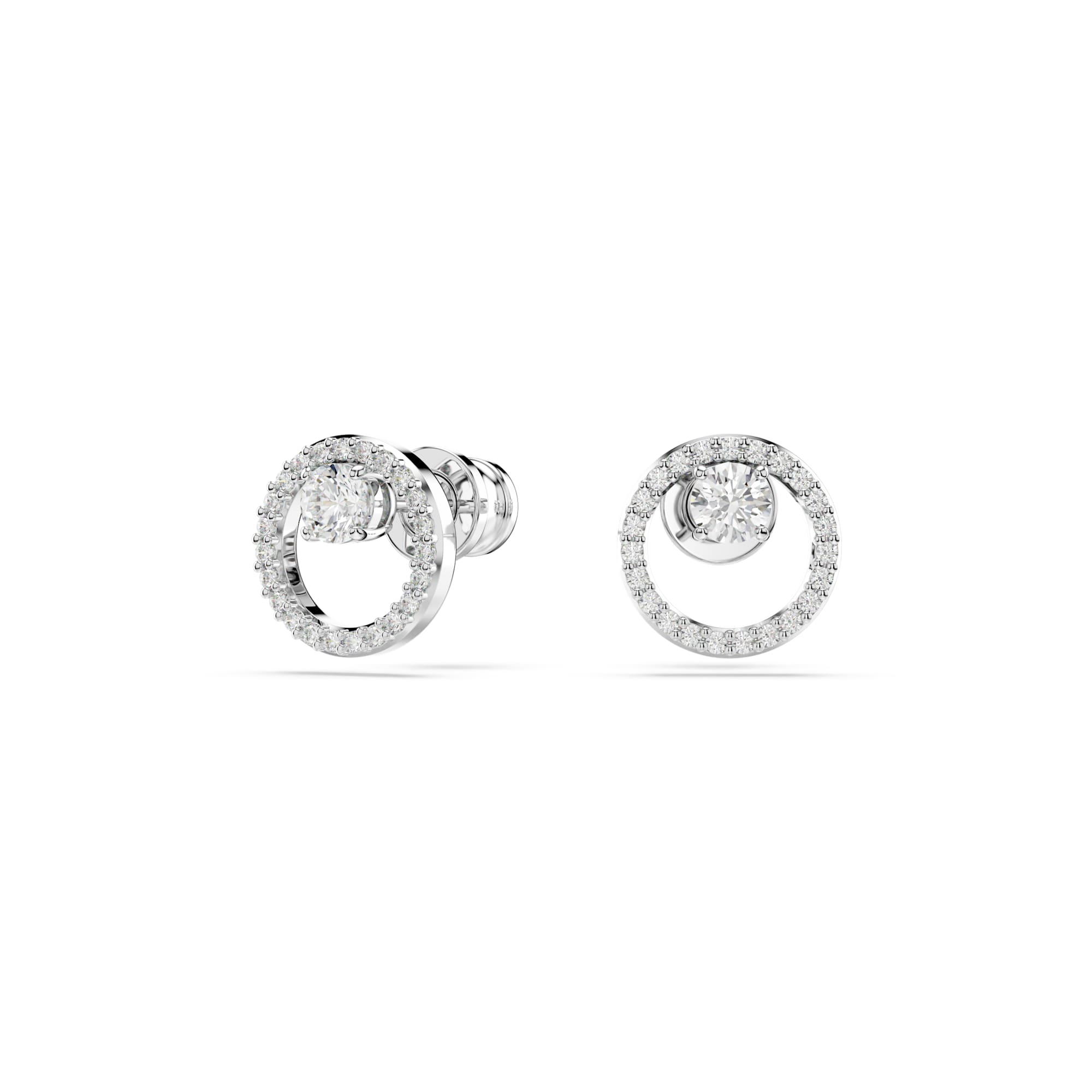 Swarovski Constella Stud Earrings, Round, Rhodium Plated