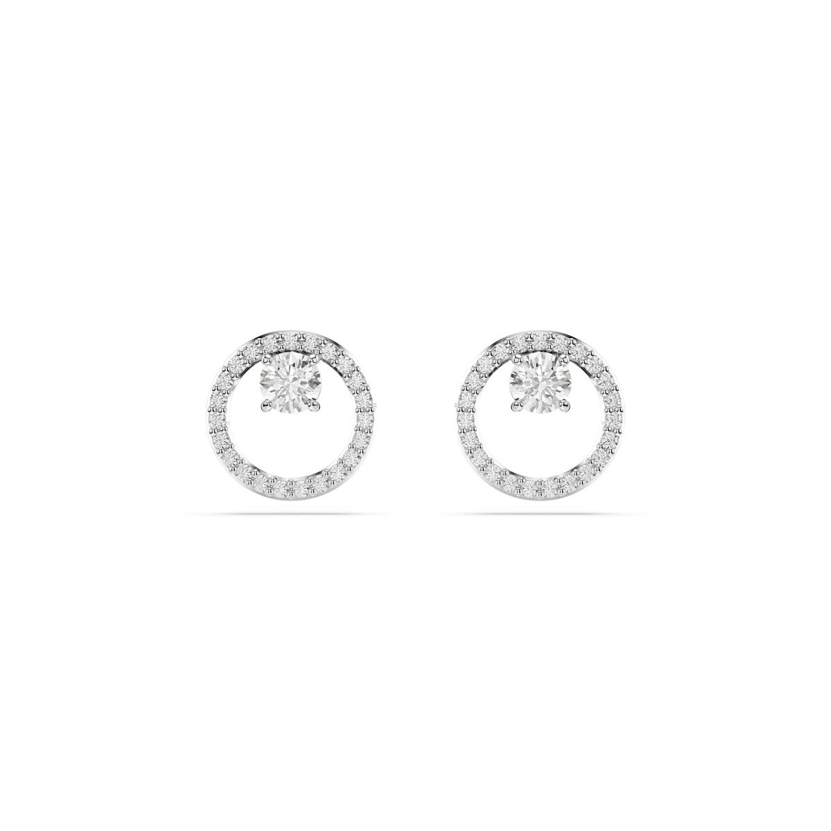 Swarovski Constella Stud Earrings, Round, Rhodium Plated — view 2