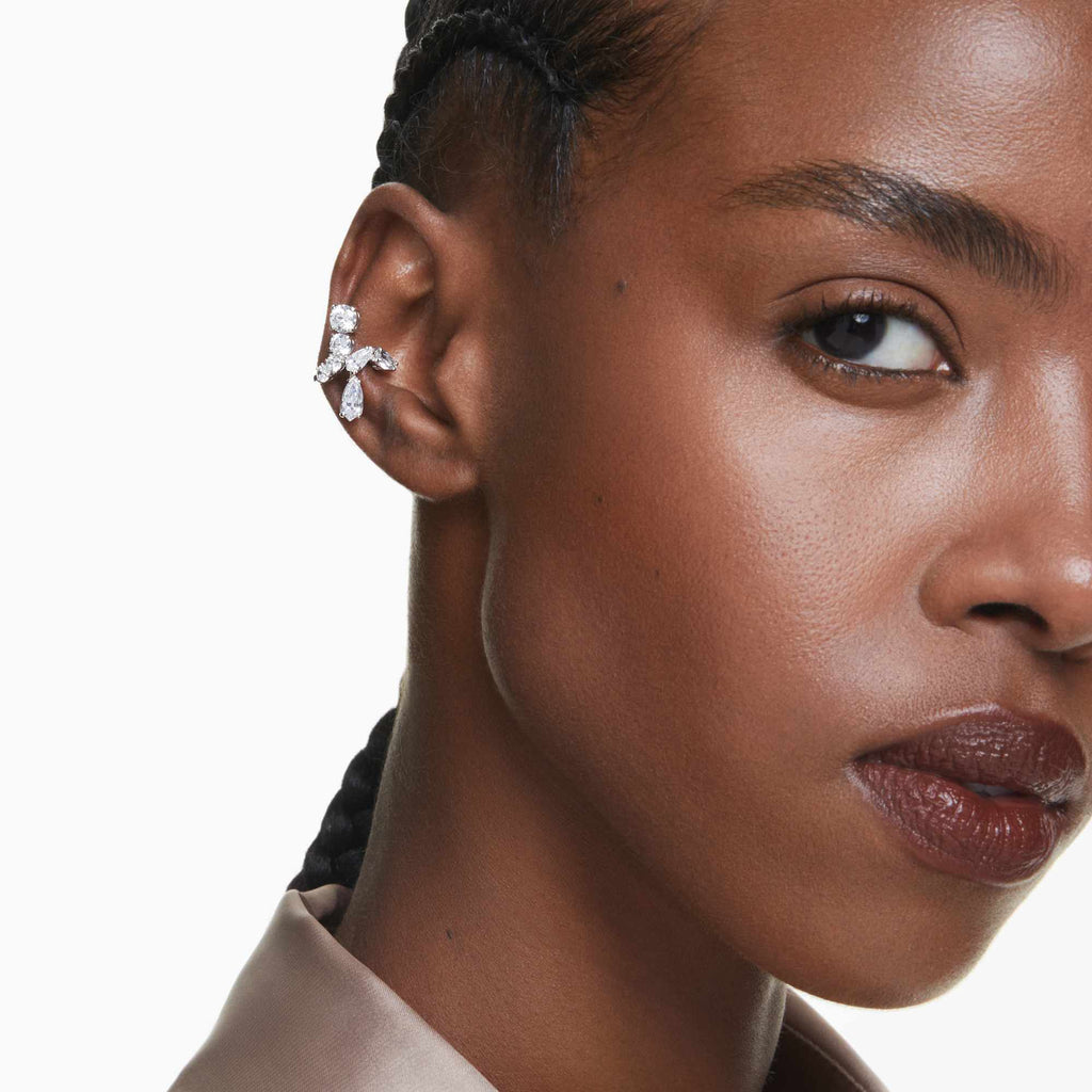 Swarovski Matrix. Mixed Cuts Clip On Earrings, Rhodium Plated — view 2