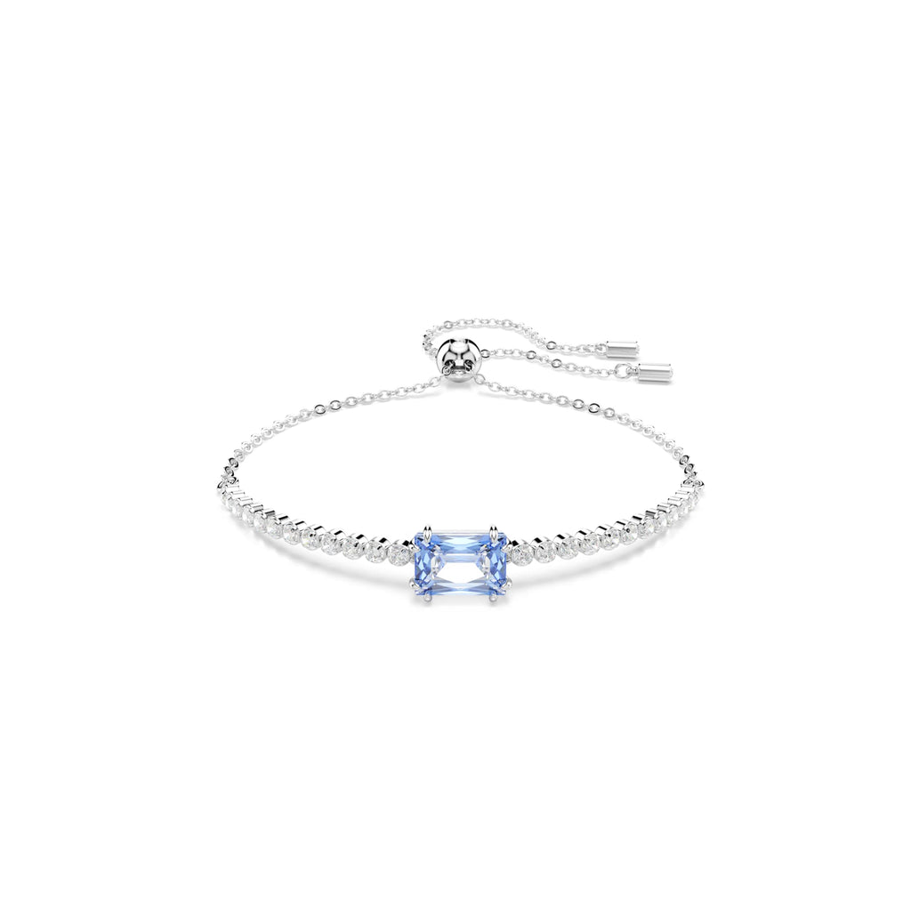 Swarovski Matrix Mixed Cuts Blue & White Bracelet Rhodium Plated