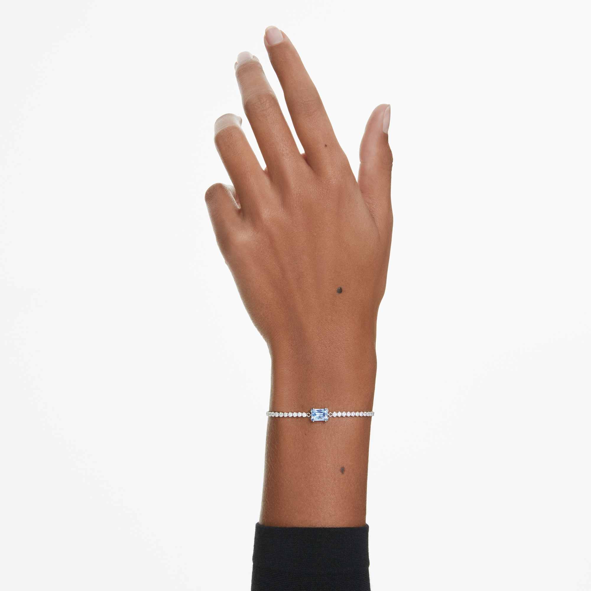 Swarovski Matrix Mixed Cuts Blue & White Bracelet Rhodium Plated — view 3